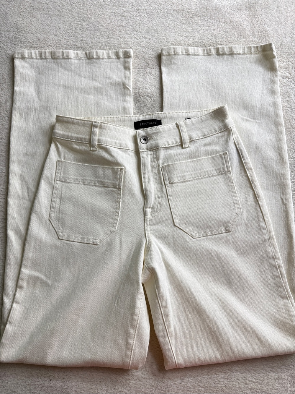 Sanctuary Marine Full Length Wide Leg Jeans Ivory White Standard Rise Size 27 - Picture 5 of 13